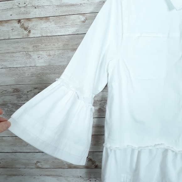 Style & Co Denim Jacket Ruffle Hem Sleeve White J - Picture 3 of 7